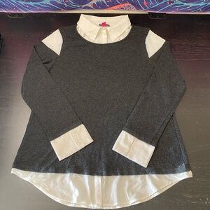 Vince Camuto Cream and Gray Textured Top